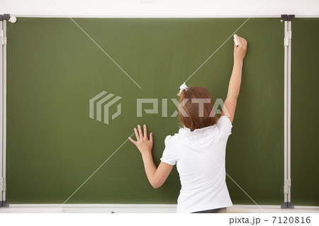Scoolgirl standing near blackboard Scoolgirl standing near blackboard 7120816