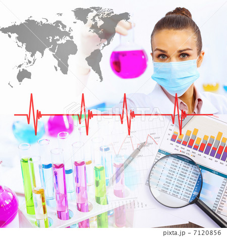 Collage with scientist in laboratory 7120856