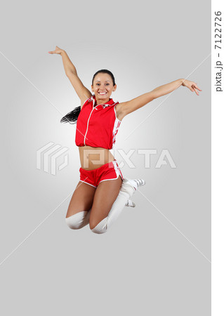 Young female dancer against white background 7122726
