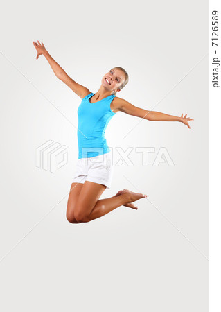 fitness woman jumping excited 7126589