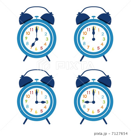 目覚まし時計 青のイラスト素材
