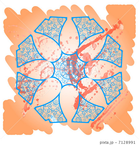 Oriental mandala motif brown blue 7128991