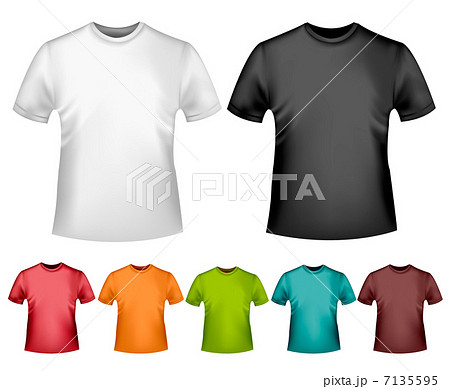 Black and white and color men polo t-shirts. Design template. Ve Black and white and color men polo t-shirts. Design template. Ve 7135595