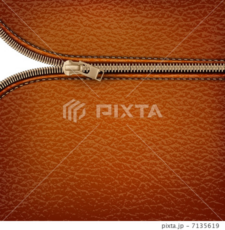 Brown leather texture background with zipper. Vector illustratio 7135619