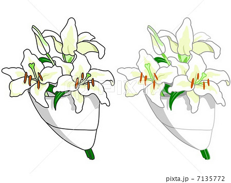 花束 ユリのイラスト素材