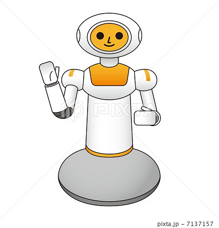 手を上げる介護ロボットのイラスト素材
