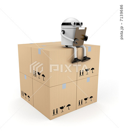 Robot with clipboard and boxes Robot with clipboard and boxes 7139686