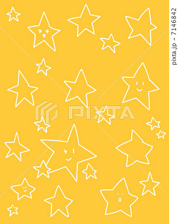 星柄手描きイラスト 黄色背景のイラスト素材