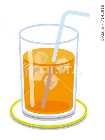 オレンジジュース コースター 氷入り のイラスト素材
