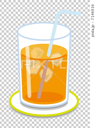 オレンジジュース コースター 氷入り のイラスト素材