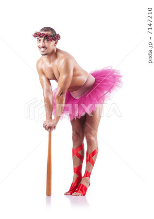 Muscular ballet performer in funny concept 7147210