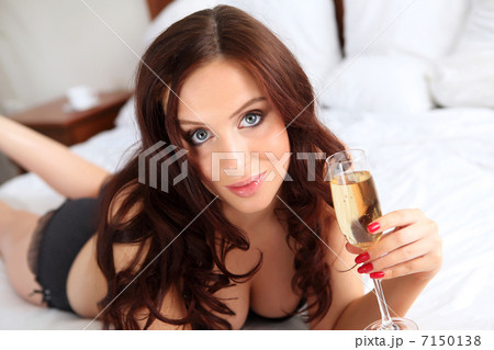 portrait of a young woman in bed portrait of a young woman in bed 7150138