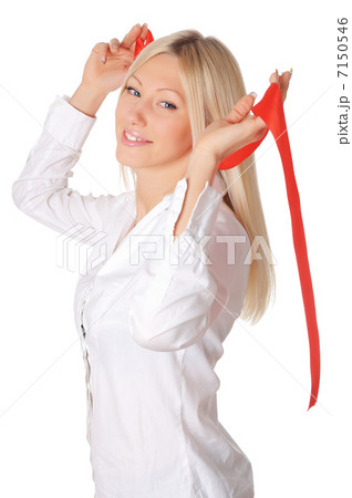 Young smiling blonde in a white shirt Young smiling blonde in a white shirt 7150546