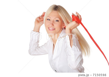 Young smiling blonde in a white shirt 7150598