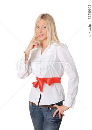 Young charming blonde in a white shirt 7150601