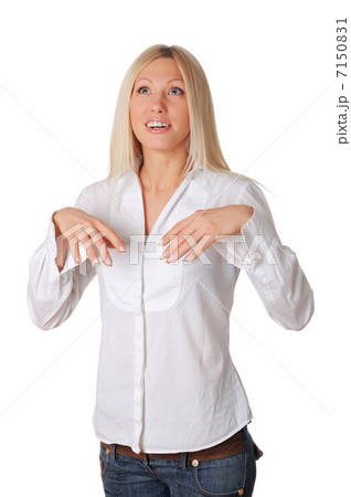 Young smiling blonde in a white shirt 7150831