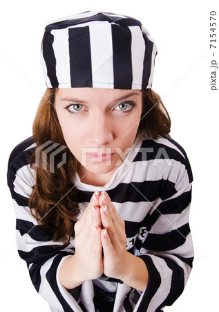 Convict criminal in striped uniform 7154570