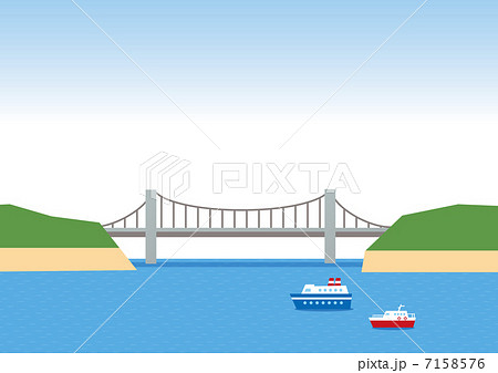 橋のある海峡の風景のイラスト素材