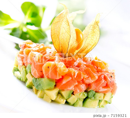 Salmon Tartar over White Background Salmon Tartar over White Background 7159321