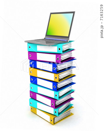 Colorful books next to a modern laptop 7163259