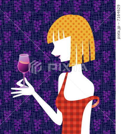 女性と赤ワイン 女性と赤ワイン 7164629
