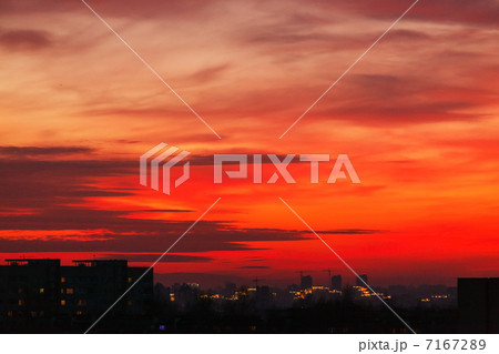 sunset over a сity sunset over a сity 7167289
