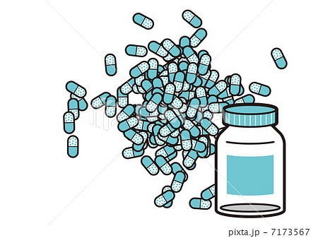 大量のカプセル薬のイラスト素材
