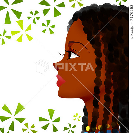 アフリカ人女性 横向き のイラスト素材