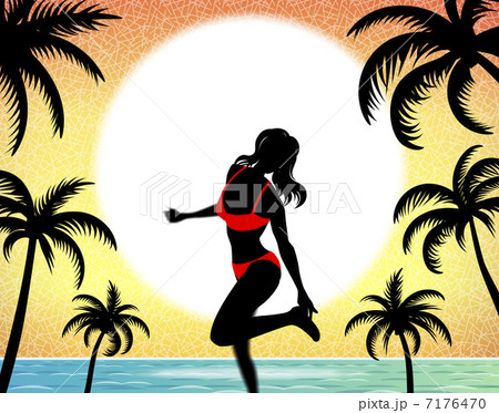 太陽と水着の女性 7176470
