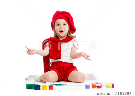 painting child girl isolated on white 7185694