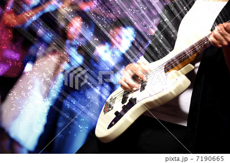 Young guitar player performing in night club 7190665