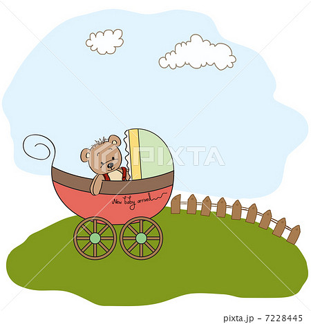 funny teddy bear in stroller 7228445