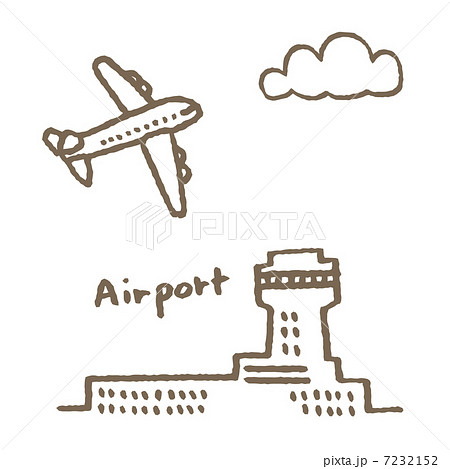 空港と飛行機のイラスト素材