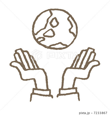 手と地球のイラスト素材