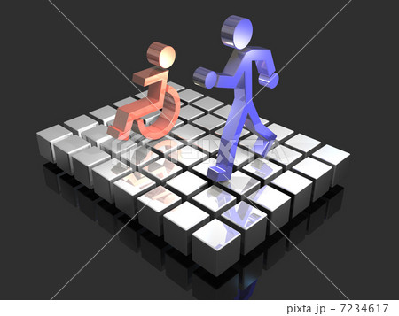 障害者との共存を描いた3Dレンダリング画像 障害者との共存を描いた3Dレンダリング画像 7234617