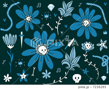 Skull flowers dark pattern 7236265