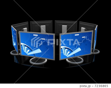 Computer monitor on black background 7236865