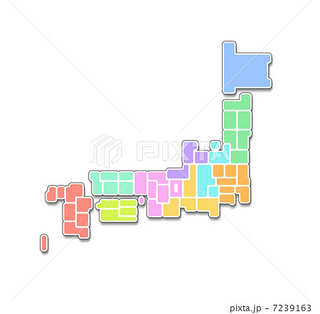 色分けした日本地図 10区分 白地図のイラスト素材