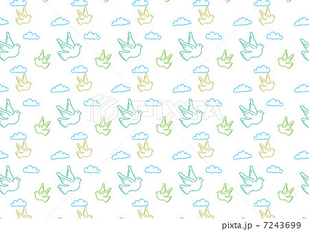 鳥と雲のパターン柄 7243699