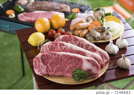 ステーキをバーベキューコンロで焼く 7246683