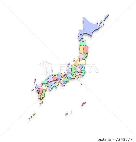 色分けした日本地図 白地図のイラスト素材
