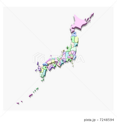 色分けした日本地図 白地図のイラスト素材