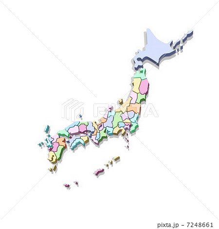 色分けの日本地図 白地図のイラスト素材