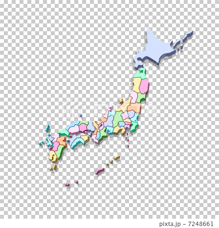 色分けの日本地図・白地図 7248661