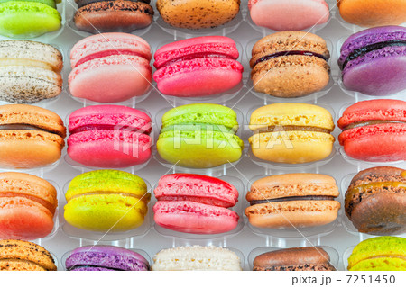 traditional french colorful macarons in a box 7251450