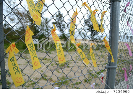沖縄県辺野古米軍基地フェンスに結ばれた「NO BASE」のリボン 沖縄県辺野古米軍基地フェンスに結ばれた「NO BASE」のリボン 7254966
