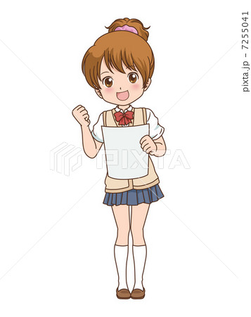 女の子 ガッツポーズのイラスト素材