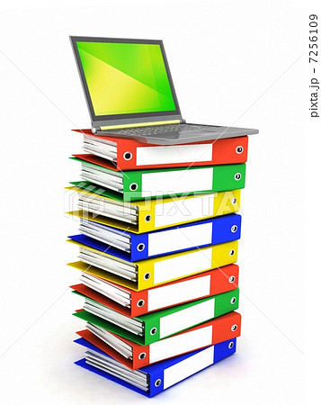 Colorful books next to a modern laptop 7256109