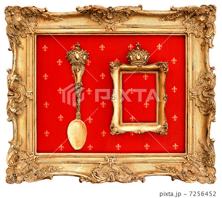 old golden frame with red background 7256452