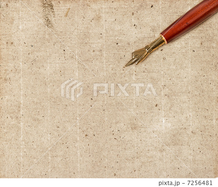textured paper sheet with antique ink pen textured paper sheet with antique ink pen 7256481